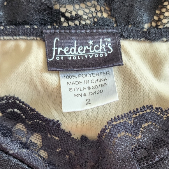 FREDERICKS OF HOLLYWOOD BLACK LACE BUST LINED FITTED SEXY PARTY CLUB MINI DRESS - Picture 16 of 16